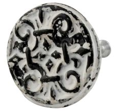 Antique White Floral Round Iron Cabinet Knob